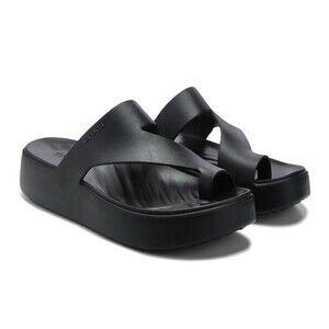 CROCS GETAWAY Platform Toe Loop Sandals Black Slides Women’s Size 11 W